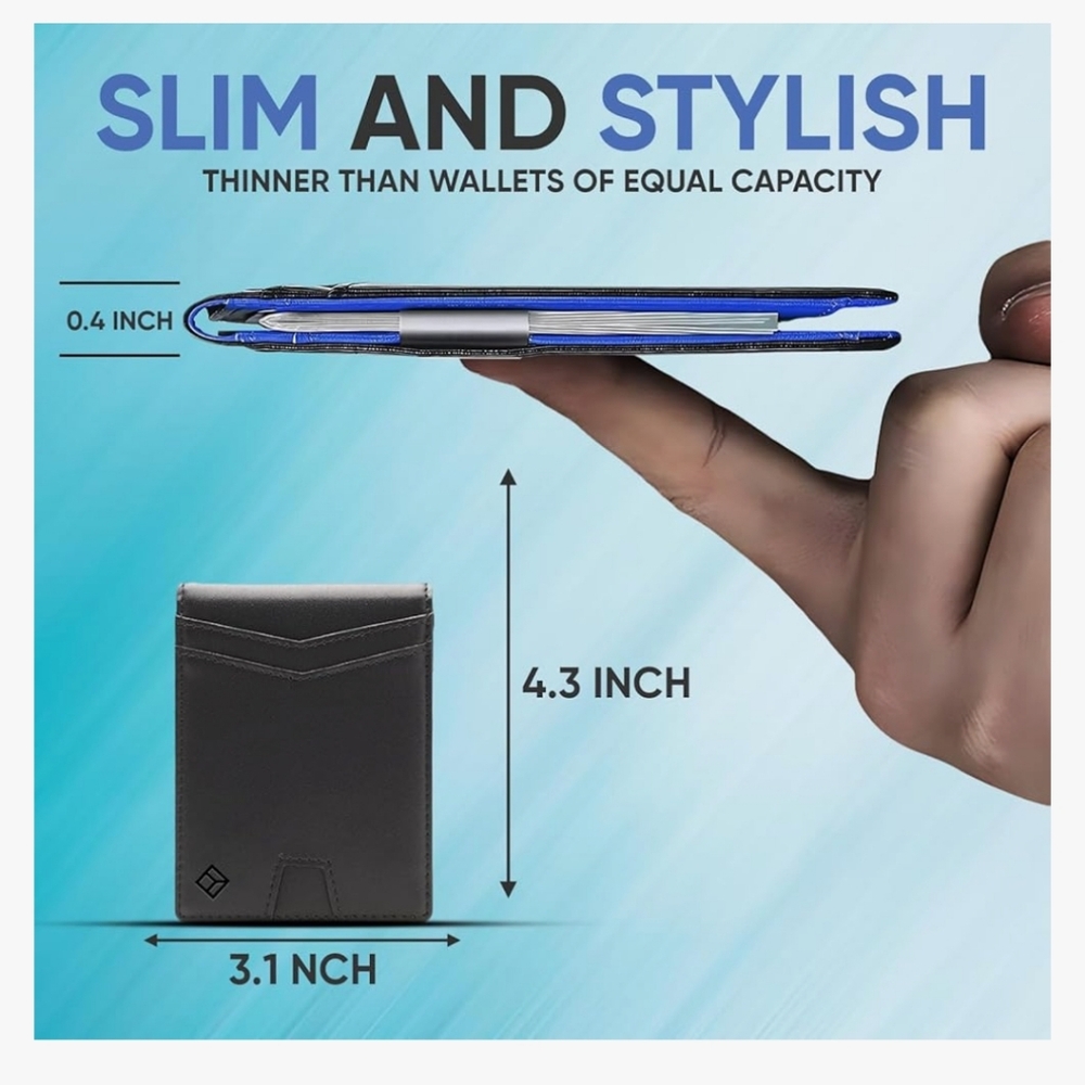 ZAYUCA RFID BLOCKING WALLET BLACK BLUE NIB - Picture 3 of 5